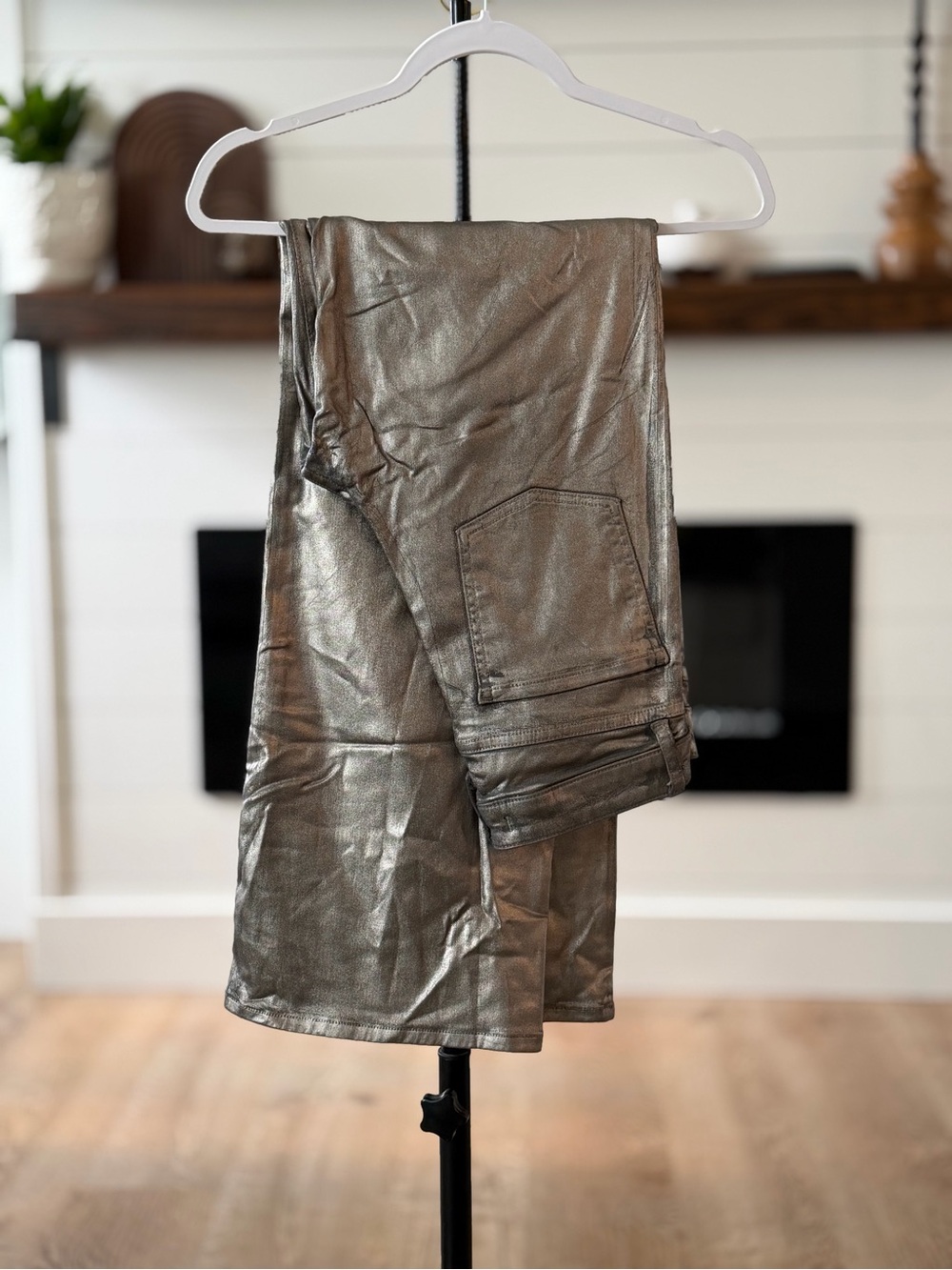Fidelity Denim Silver Metallic Wide-Leg Jeans